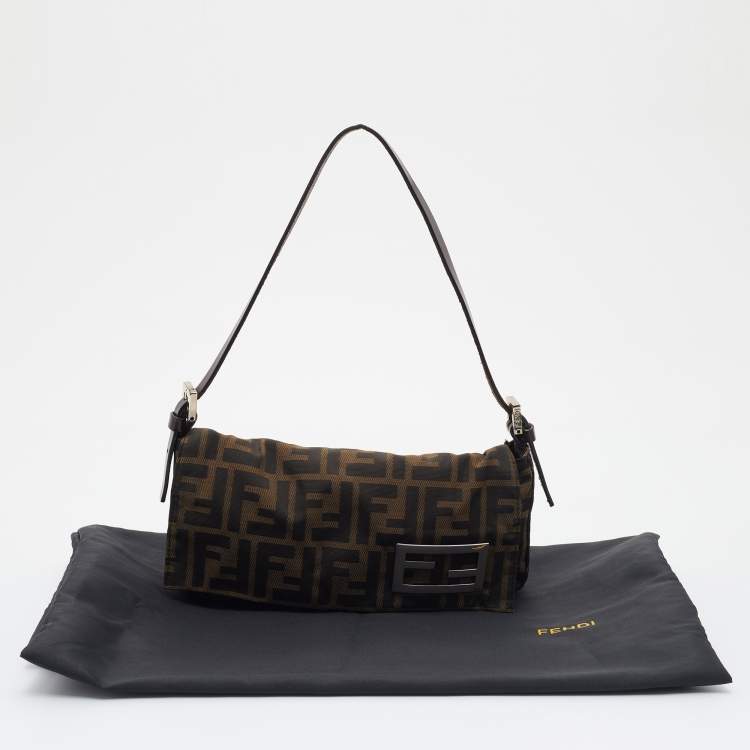 Pre Owned Fendi Tobacco Zucca Canvas Baguette Bag