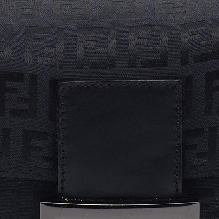 Pre Owned Fendi Black Zucchino Canvas Mama Forever Baguette Bag