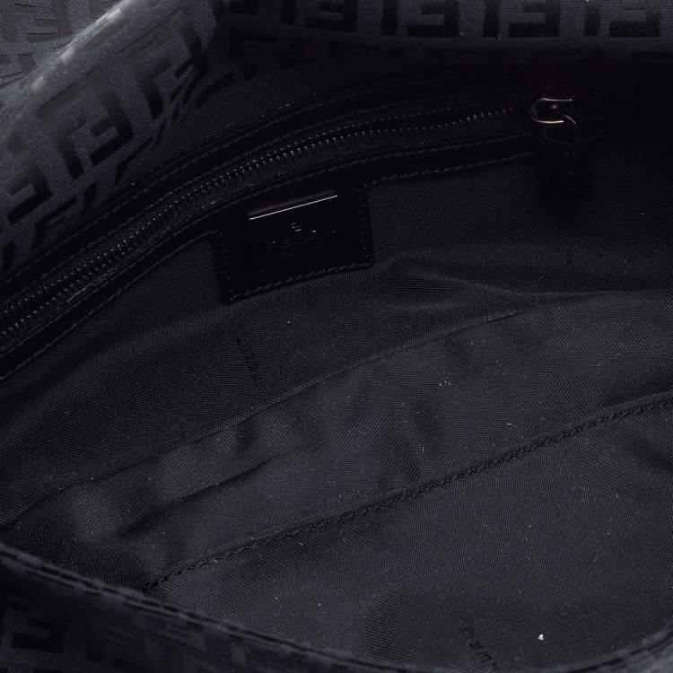Pre Owned Fendi Black Zucchino Canvas Mama Forever Baguette Bag