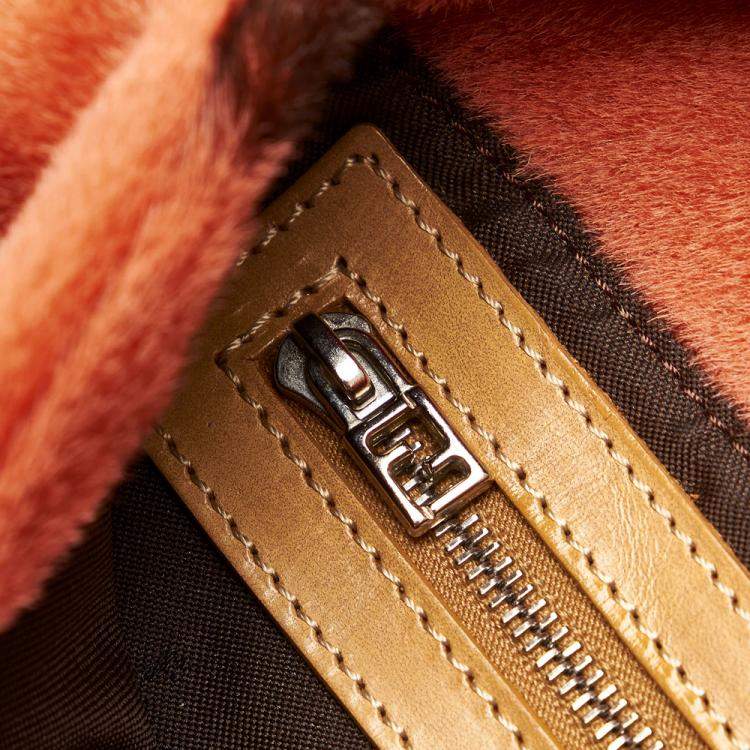 Pre Owned Fendi Red Pony Hair Mamma Baguette
