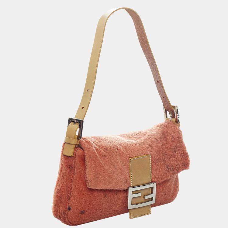 Pre Owned Fendi Red Pony Hair Mamma Baguette
