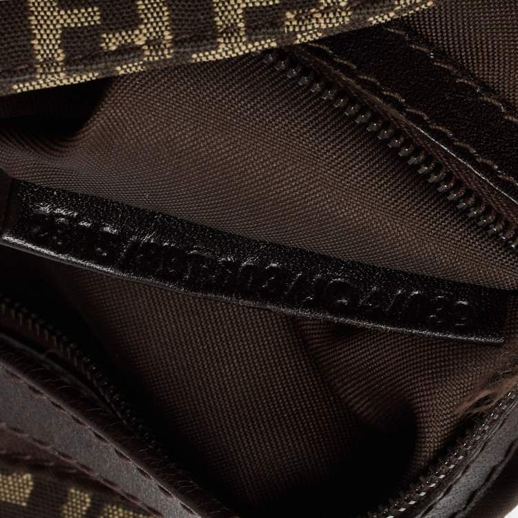 Pre Owned Fendi Tobacco Zucca Canvas and Leather Trim Baguette Bag