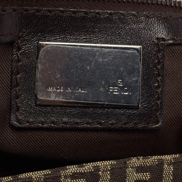 Pre Owned Fendi Tobacco Zucca Canvas and Leather Trim Baguette Bag