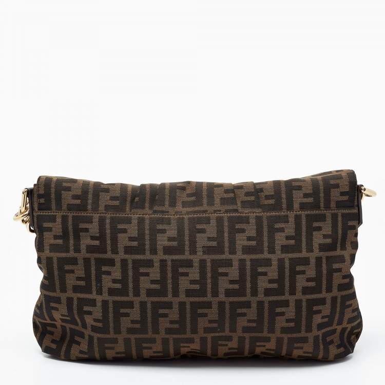 Pre Owned Fendi Tobacco Zucca Canvas Mia Shoulder Bag