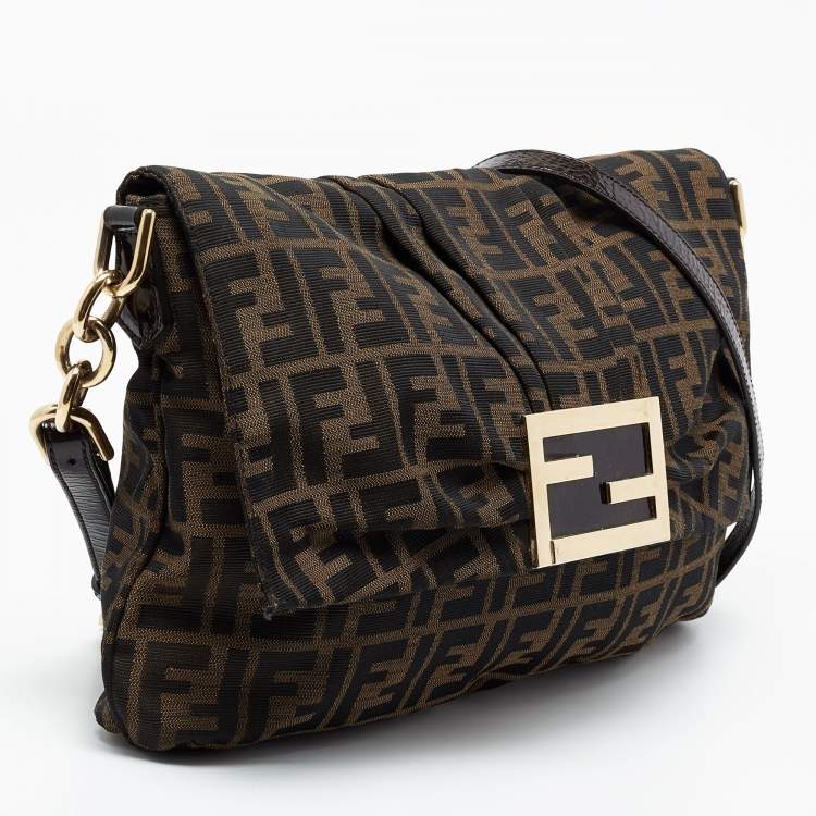Pre Owned Fendi Tobacco Zucca Canvas Mia Shoulder Bag