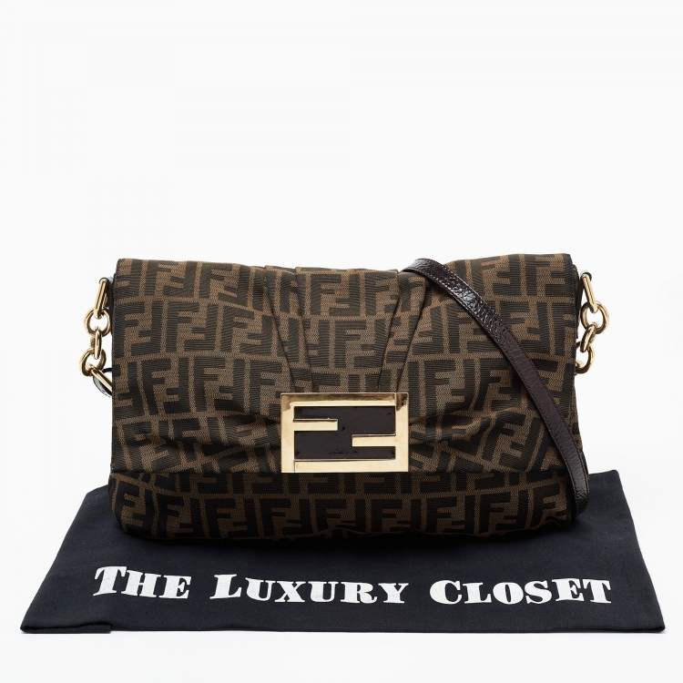 Pre Owned Fendi Tobacco Zucca Canvas Mia Shoulder Bag