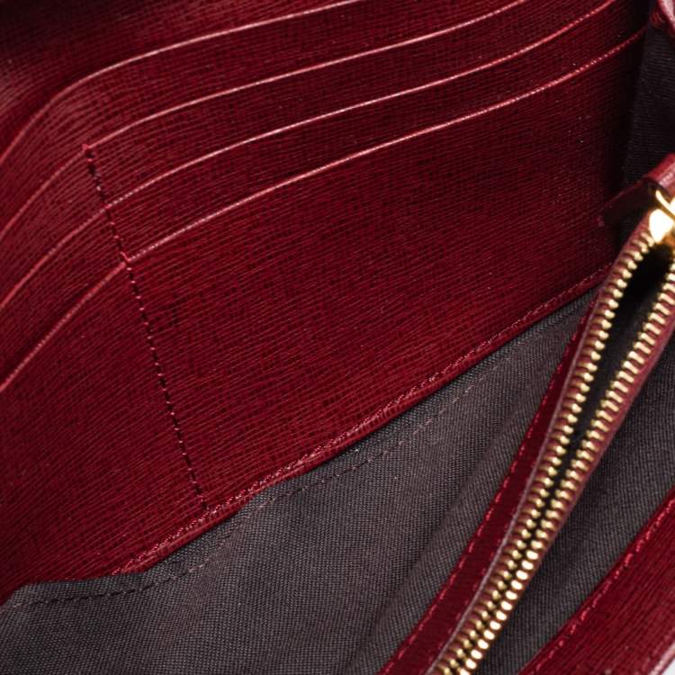 Pre Owned Fendi Burgundy Leather Continental Wallet