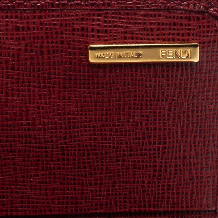 Pre Owned Fendi Burgundy Leather Continental Wallet
