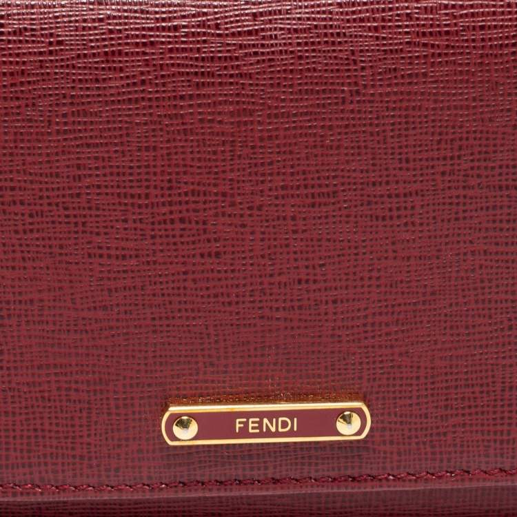 Pre Owned Fendi Burgundy Leather Continental Wallet