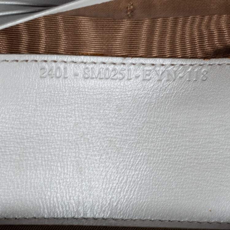 Pre Owned Fendi Silver Leather Logo Flap Continental Wallet