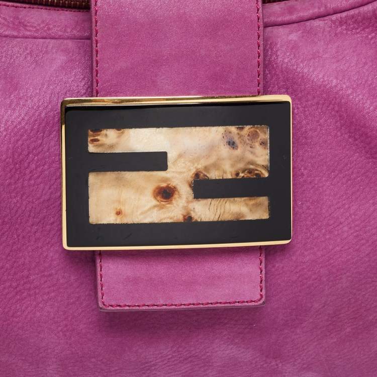 Pre Owned Fendi Purple Suede Zip Hobo 