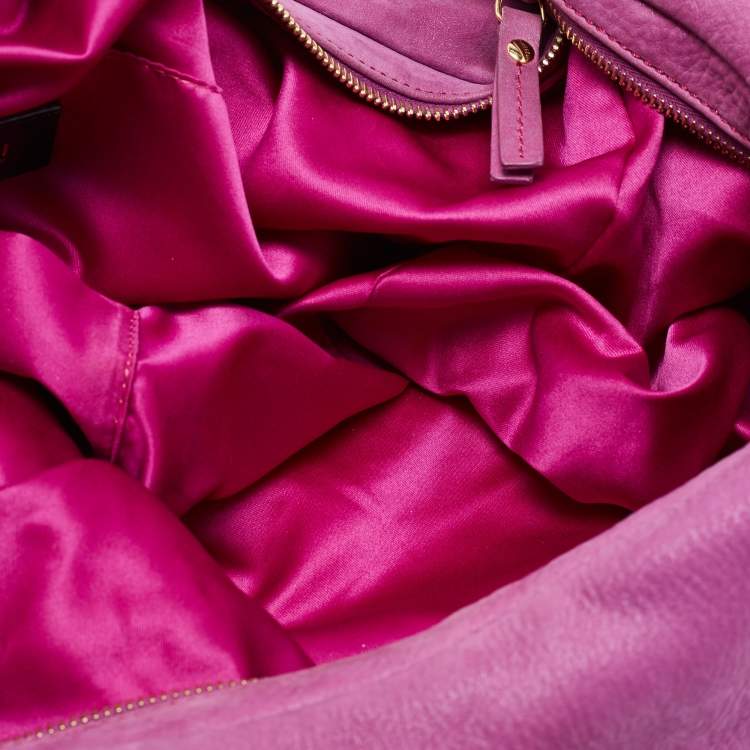 Pre Owned Fendi Purple Suede Zip Hobo 