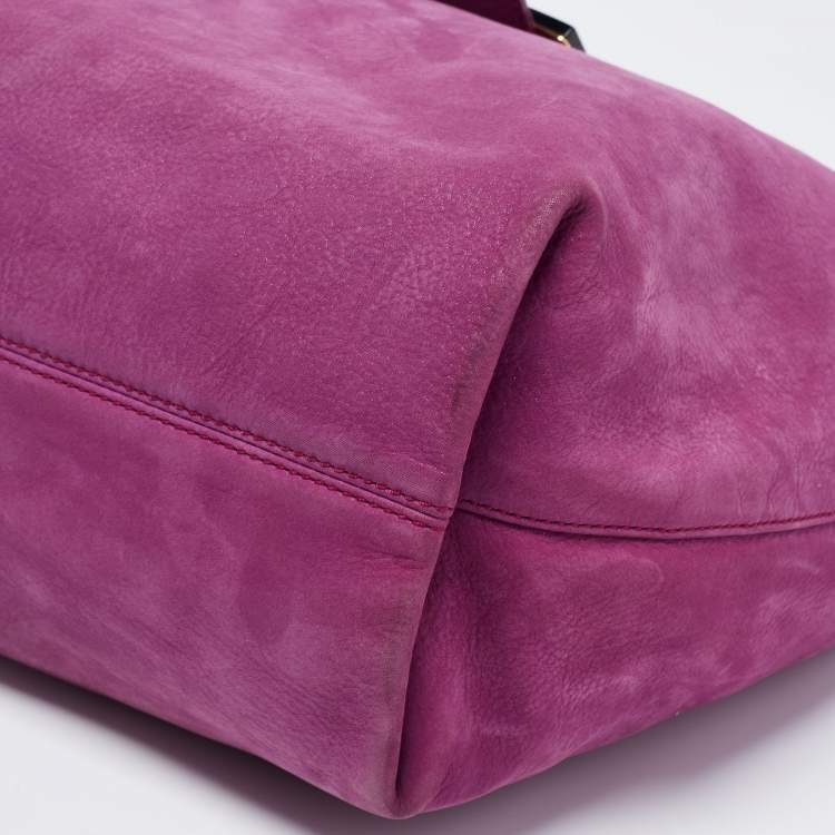 Pre Owned Fendi Purple Suede Zip Hobo 