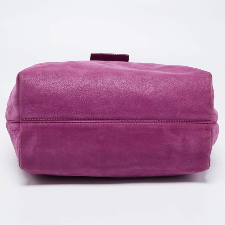 Pre Owned Fendi Purple Suede Zip Hobo 