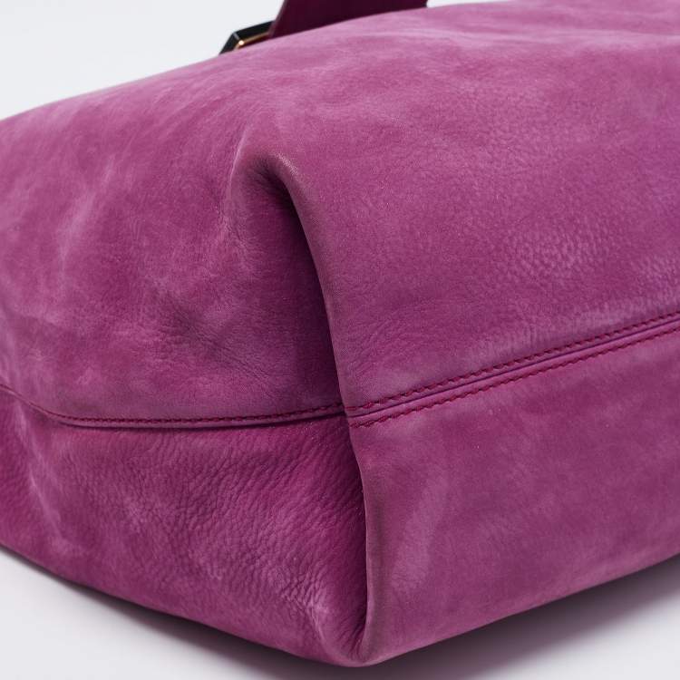 Pre Owned Fendi Purple Suede Zip Hobo 