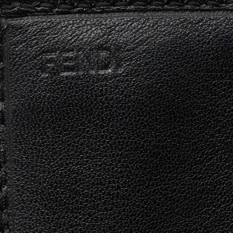 Pre Owned Fendi Brown/Black Leopard Print Canvas and Leather Continental Wallet