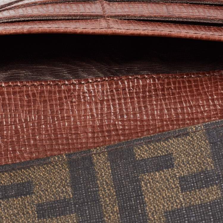 Pre Owned Fendi Tobacco Zucca Coated Canvas Flap Continental Wallet
