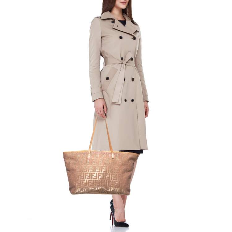 Pre Owned Fendi Multicolor Zucca Fabric and Leather Roll Shopper Tote