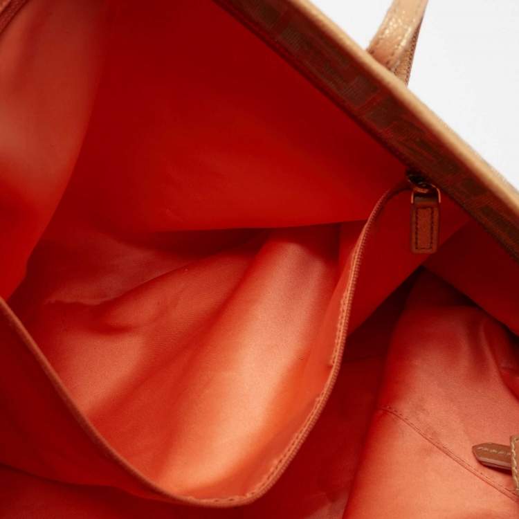 Pre Owned Fendi Multicolor Zucca Fabric and Leather Roll Shopper Tote