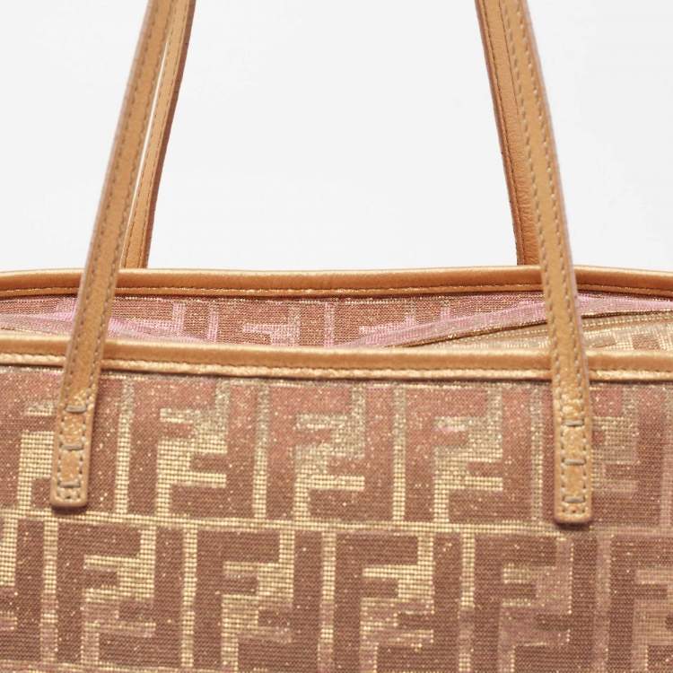 Pre Owned Fendi Multicolor Zucca Fabric and Leather Roll Shopper Tote
