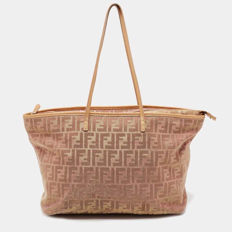 Pre Owned Fendi Multicolor Zucca Fabric and Leather Roll Shopper Tote