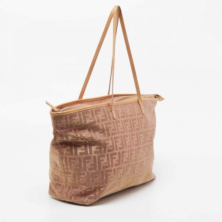 Pre Owned Fendi Multicolor Zucca Fabric and Leather Roll Shopper Tote