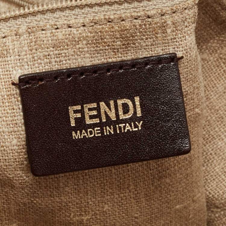 Pre Owned Fendi Brown Pequin Striped Canvas Hobo