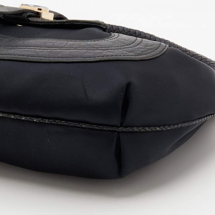 Pre Owned Fendi Black Fabric And Leather Spy Hobo