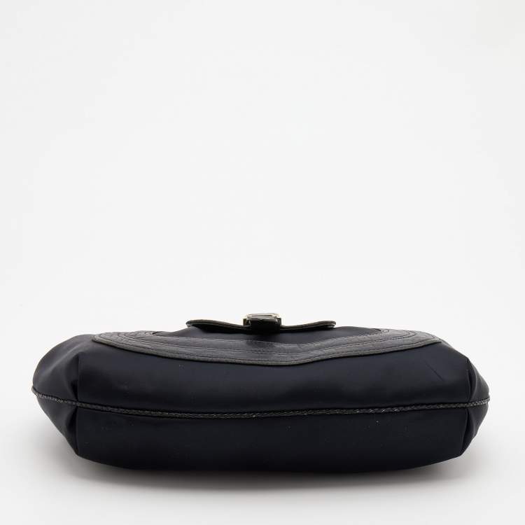 Pre Owned Fendi Black Fabric And Leather Spy Hobo