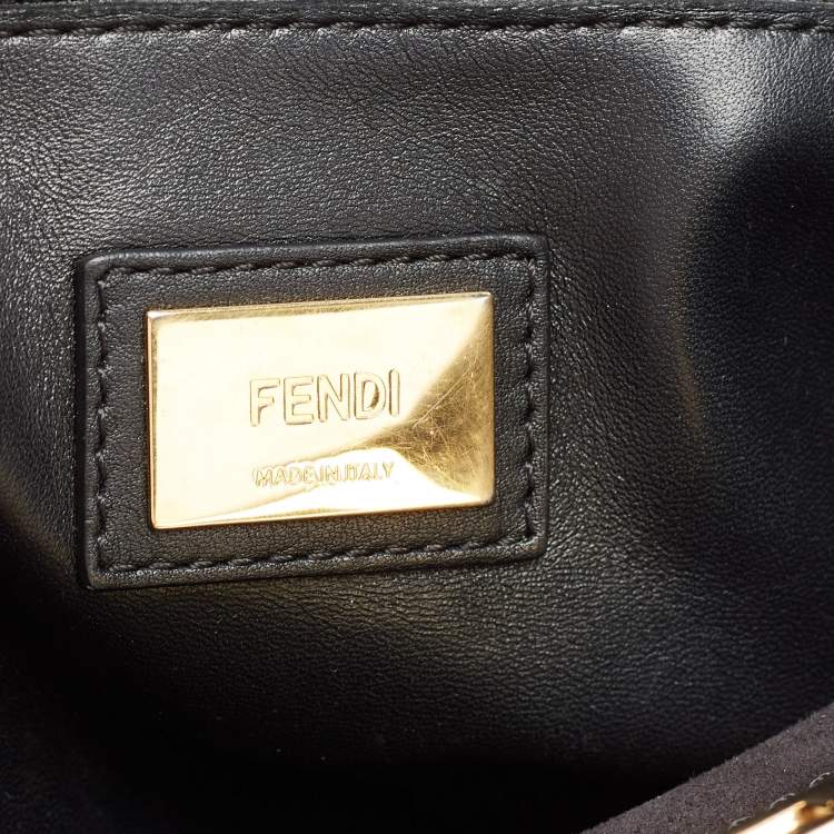 Pre Owned Fendi Black Leather Medium Peekaboo Top Handle Bag