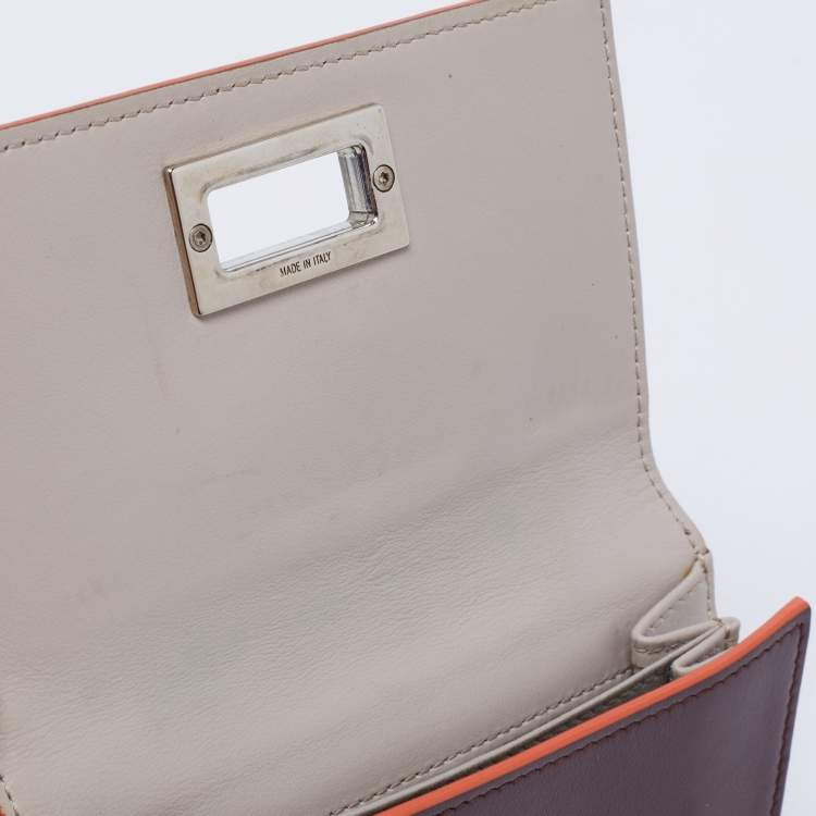 Pre Owned Fendi Burgundy Leather Peekaboo Compact Wallet