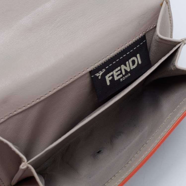 Pre Owned Fendi Burgundy Leather Peekaboo Compact Wallet