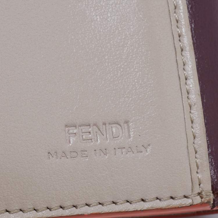 Pre Owned Fendi Burgundy Leather Peekaboo Compact Wallet