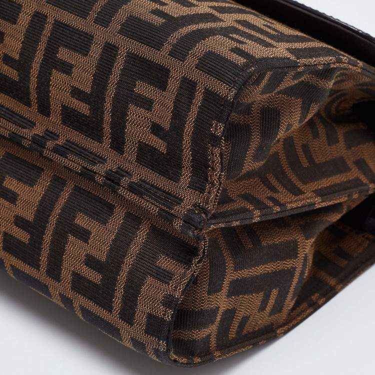 Pre Owned Fendi Brown Zucca Canvas and Leather Small Demi Jour Top Handle Bag
