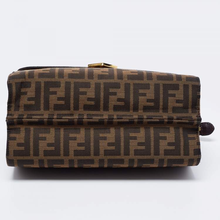 Pre Owned Fendi Brown Zucca Canvas and Leather Small Demi Jour Top Handle Bag