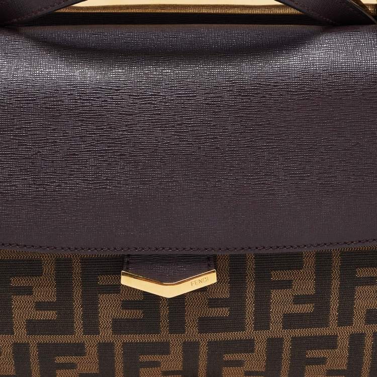 Pre Owned Fendi Brown Zucca Canvas and Leather Small Demi Jour Top Handle Bag