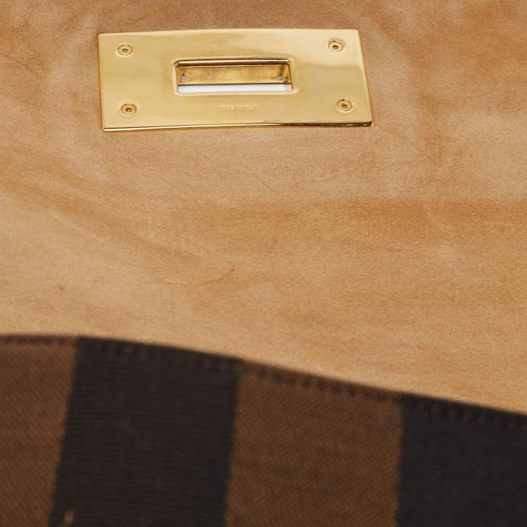 مملوكة مسبقًا Fendi Tobacco Pequin Canvas Large Claudia Shoulder Bag