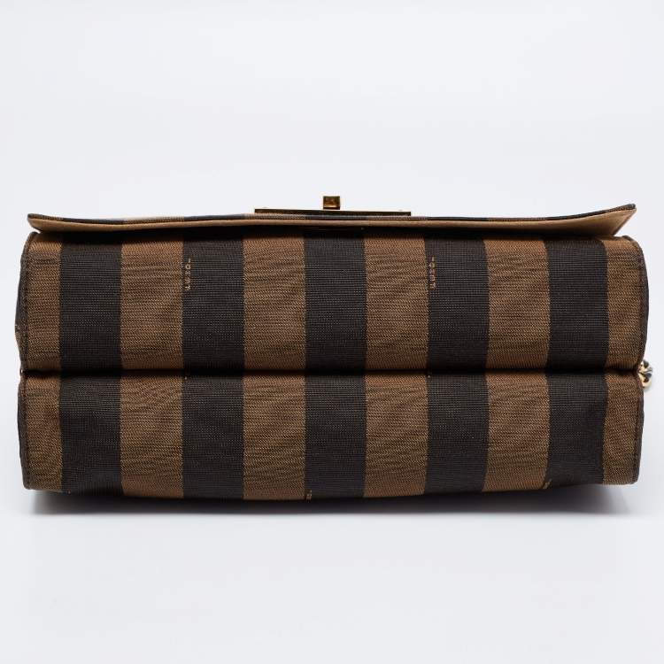مملوكة مسبقًا Fendi Tobacco Pequin Canvas Large Claudia Shoulder Bag