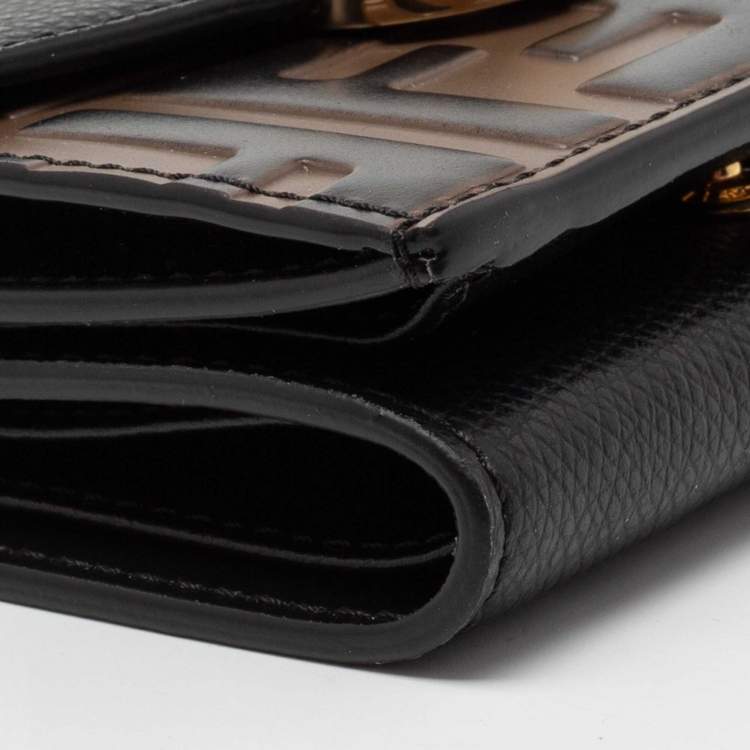 Pre Owned Fendi Brown/Black Zucca Leather F is Fendi Trifold Wallet