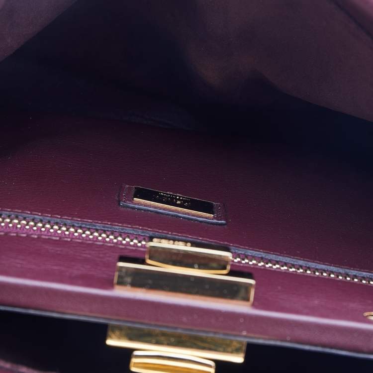 Pre Owned Fendi Burgundy Leather Medium Peekaboo Top Handle Bag