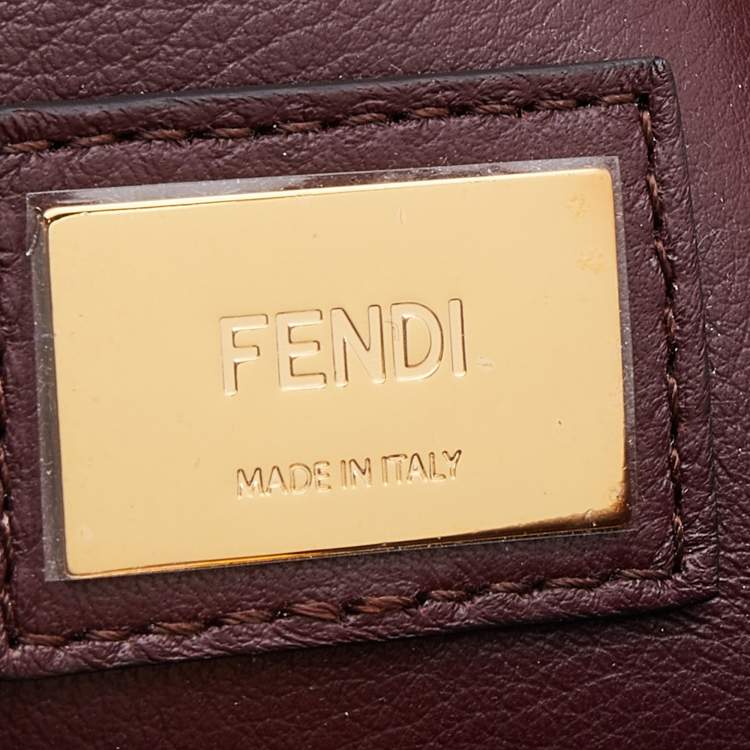 Pre Owned Fendi Burgundy Leather Medium Peekaboo Top Handle Bag