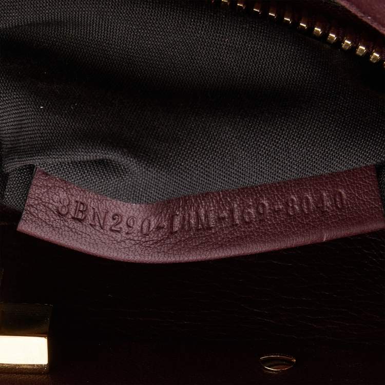 Pre Owned Fendi Burgundy Leather Medium Peekaboo Top Handle Bag