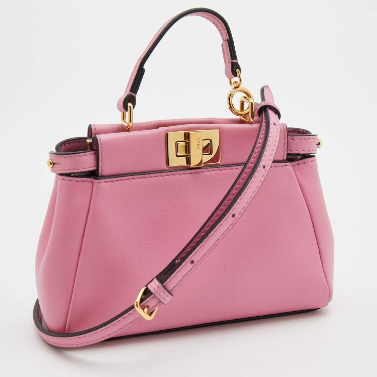مملوكة مسبقًا Fendi Pink Leather Mini Peekaboo Top Handle Bag
