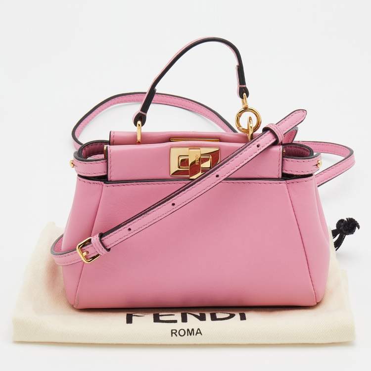 مملوكة مسبقًا Fendi Pink Leather Mini Peekaboo Top Handle Bag