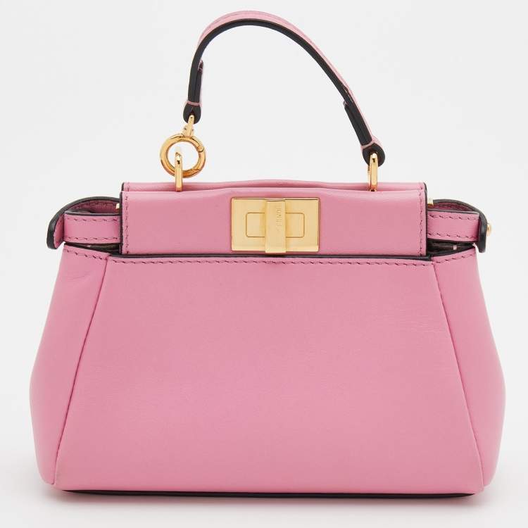 مملوكة مسبقًا Fendi Pink Leather Mini Peekaboo Top Handle Bag