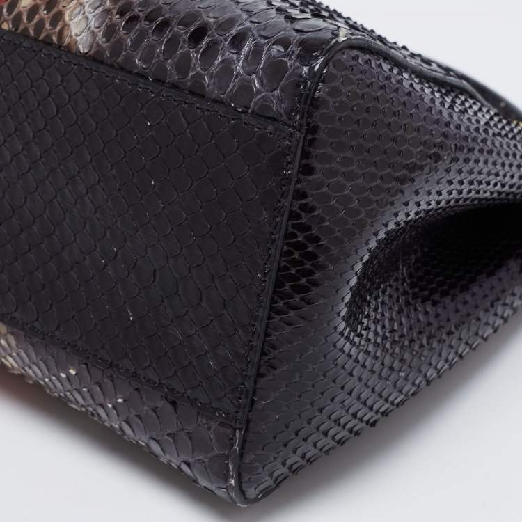 Pre Owned Fendi Multicolor Python Mini Peekaboo Top Handle Bag