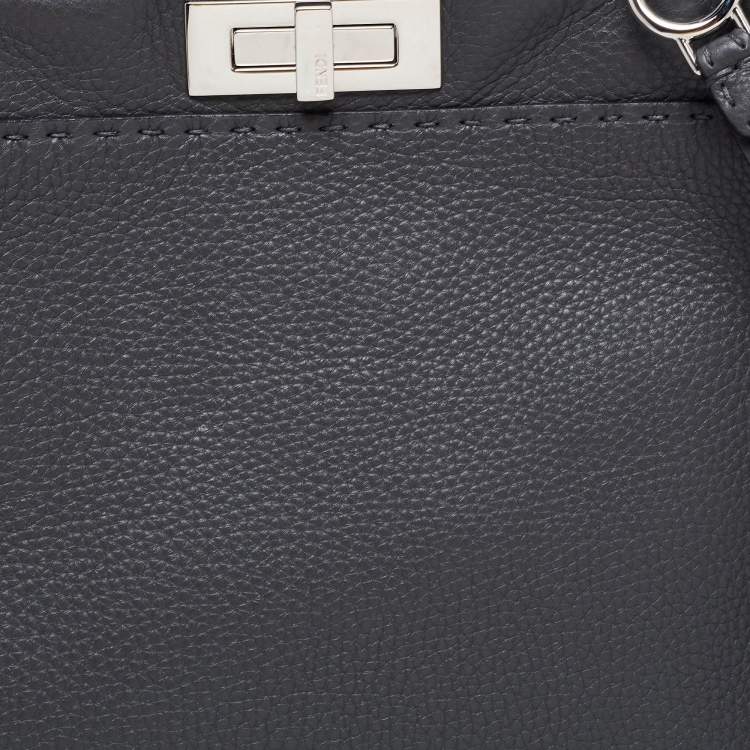 Pre Owned Fendi Black Leather Large Peekaboo Top Handle Bag