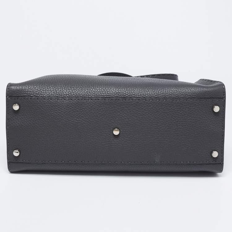 Pre Owned Fendi Black Leather Large Peekaboo Top Handle Bag