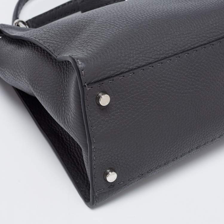 Pre Owned Fendi Black Leather Large Peekaboo Top Handle Bag