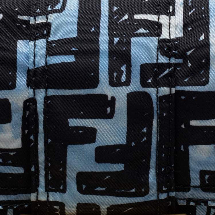 Pre Owned Fendi X Joshua Vides Blue/Black FF Cloudy Nylon Mini Belt Baguette Bag